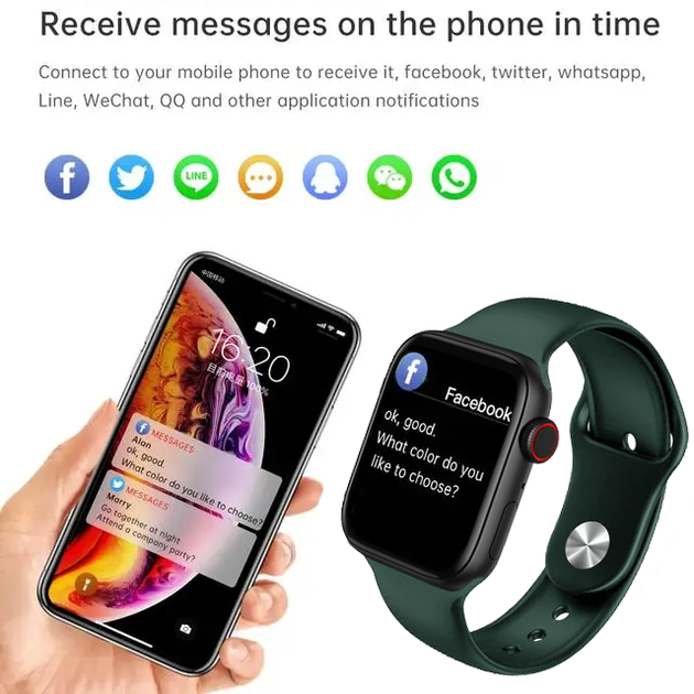 Умные смарт часы Smart Watch T500PLUS-PRO 1,75", с голосовым вызовом, спортивными режимами, SIRI/Google помощник Green - изображение 5