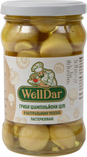 Грибы WellDar Шампиньоны целые в натуральном рассоле 315 мл ...