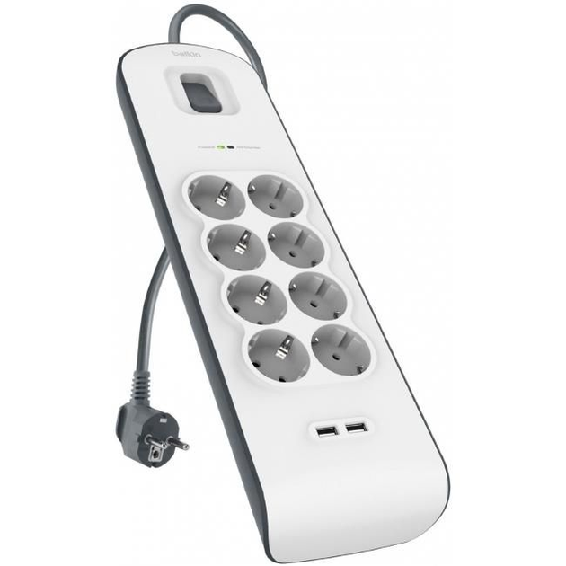 Belkin Мережевий фільтр з захистом від перенапруги, 8 роз., 2xUSB 2.4A ...