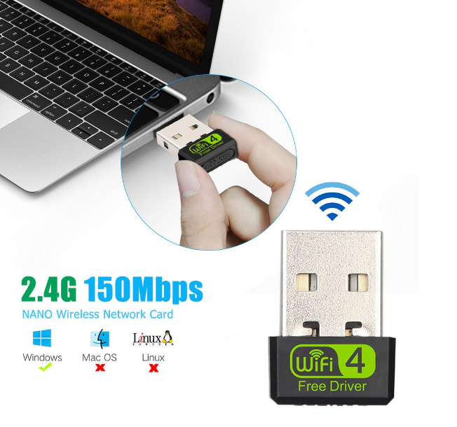 Адаптер вайфай Mini USB WiFi Adapter 150Mbps - Фото 1 Адаптер вайфай Mini USB WiFi Adapter 150Mbps - зображення 1