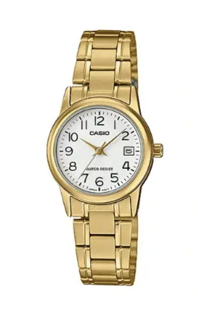 Женские часы Casio LTP-V002G-7B2 Белые с золотистым новаторские - изображение 5