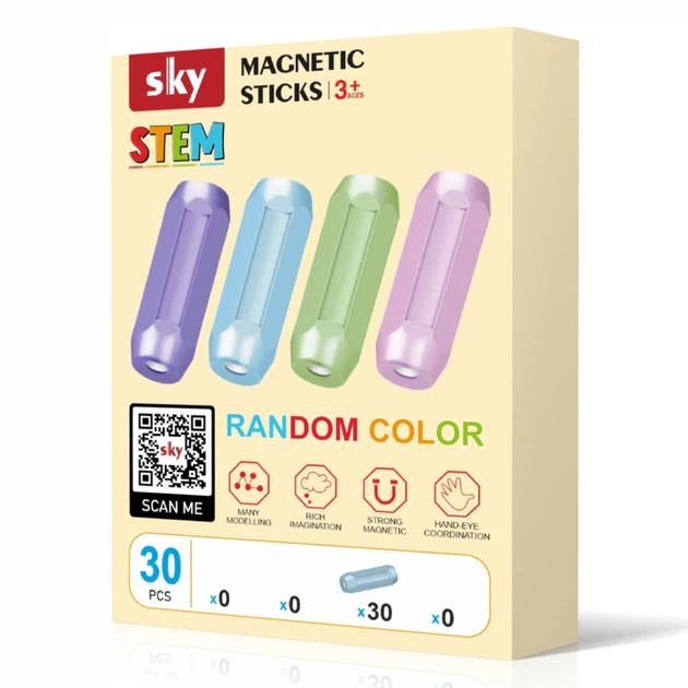 Магнитный конструктор - SKY Magnetic Sticks (A 030 Short) набор 30 элементов (color mix) - Фото 3 Магнитный конструктор - SKY Magnetic Sticks (A 030 Short) набор 30 элементов (color mix) - изображение 3