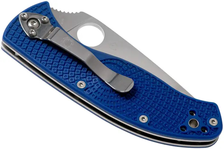 Ніж Spyderco Tenacious blue напівсерейтор - изображение 2