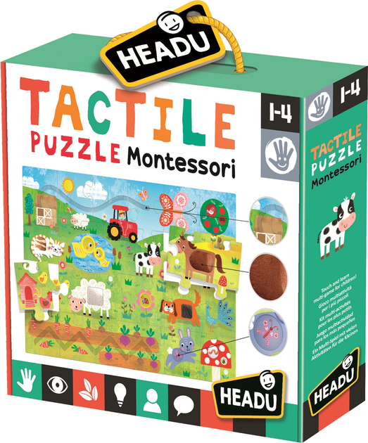 Тактильный пазл Headu Монтессори "Ферма" (8059591423592) – игрушки с ...