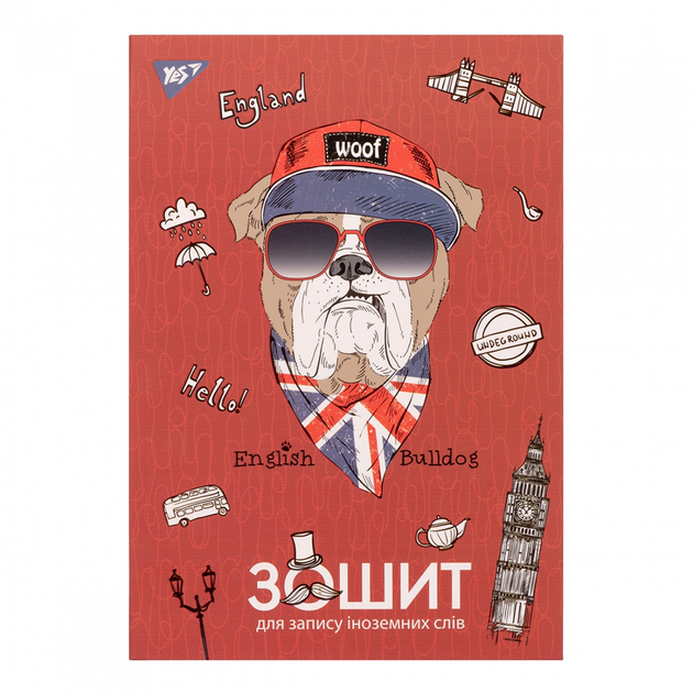 Тетрадь для записи иностранных слов YES Bulldog Style А5+ 16,9*24,6 см ...