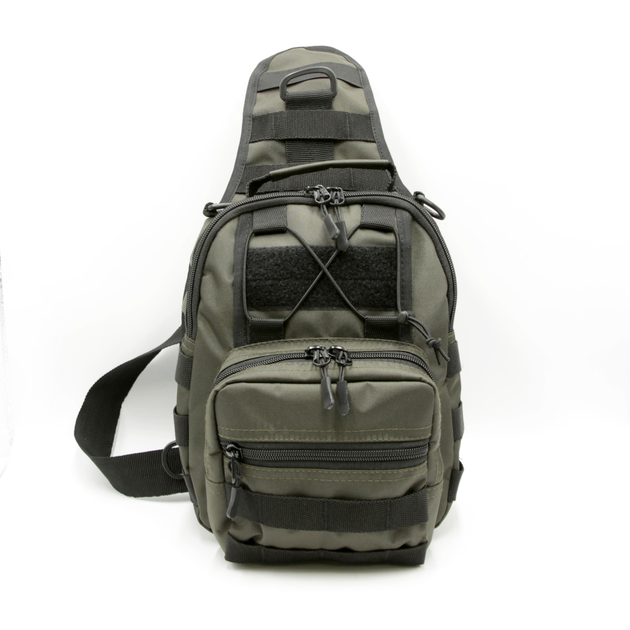 Тактична сумка-слінг плечова, однолямочний рюкзак, барсетка колір олива через плече, нагрудний однолямний з кордури - зображення 2