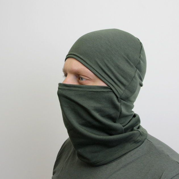 Качественная Балаклава мужская зеленая военная камуфляжная, подшлемник хаки однотонная - изображение 1