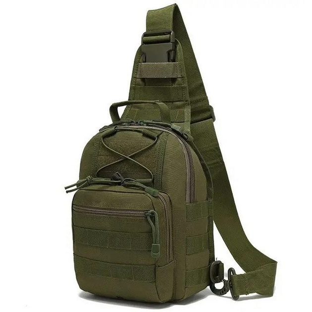 Рюкзак сумка через плечо мужская тактическая A74 олива - изображение 1
