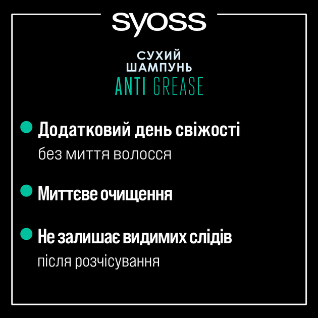 Сухой шампунь SYOSS Anti-Grease для жирных волос 200 мл (9000100695800) - изображение 5