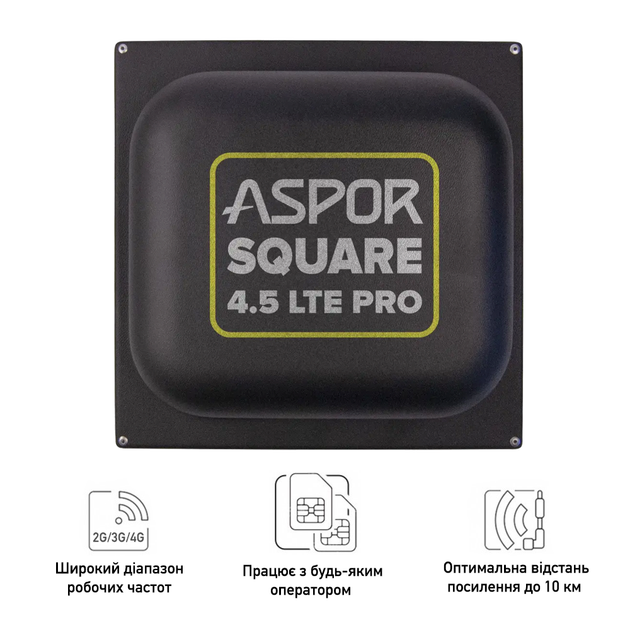 Широкосмугова 2G/3G/4G антена панельного типу Aspor Square (824-960/1700-2700 МГц) з підсиленням 18 дБі - Фото 1 Широкосмугова 2G/3G/4G антена панельного типу Aspor Square (824-960/1700-2700 МГц) з підсиленням 18 дБі - зображення 1