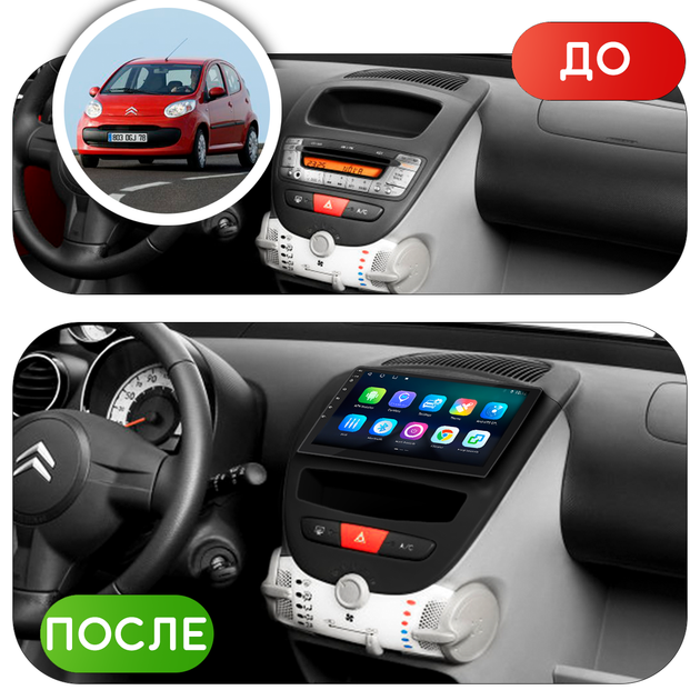 Штатная магнитола Lesko для Citroen C1 I Рестайлинг 2008-2012 экран 10" 4/32Gb/ 4G/ Wi-Fi/ CarPlay GPS Premium - изображение 2