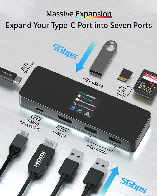 Мультипортовый хаб 8-в-1 USB-C DS (CNS-TDS14)