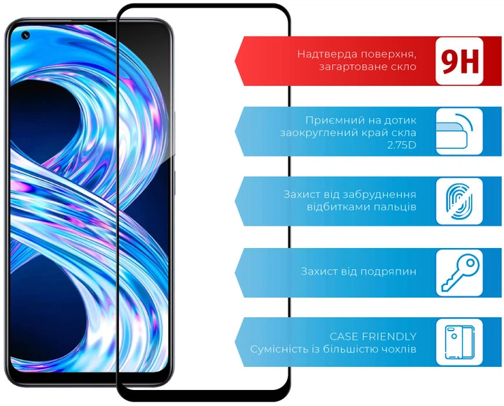 Защитное стекло для смартфона Realme 8/8 Pro ACCLAB 9H Black (1283126523205) - изображение 3