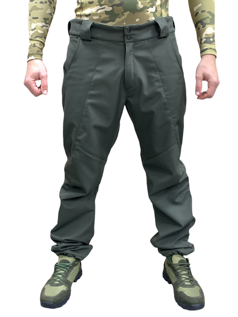 Тактические штаны ЗСУ Софтшелл Олива теплые военные штаны на флисе размер 56-58 рост 167-179 - изображение 1