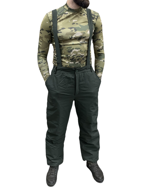 Штаны зимние ЗСУ Хаки теплые военные штаны до -20 градусов с подтяжками размер 52-54 рост 167-179 - изображение 1