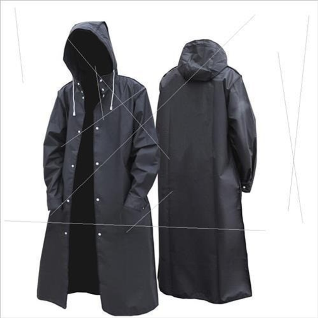 Плащ-дождевик с капюшоном черный, размер XXL - изображение 2
