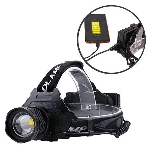 Мощнейший аккумуляторный налобный фонарь T70 с диодом HP90 (заряд от ...