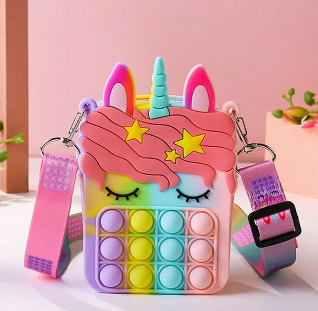 Іграшка сумка гаманець крос-боді антистрес пухирець тикалка Pop It Simple Dimple силіконова 13.6х8.6х11 см (473581-Prob) - зображення 2
