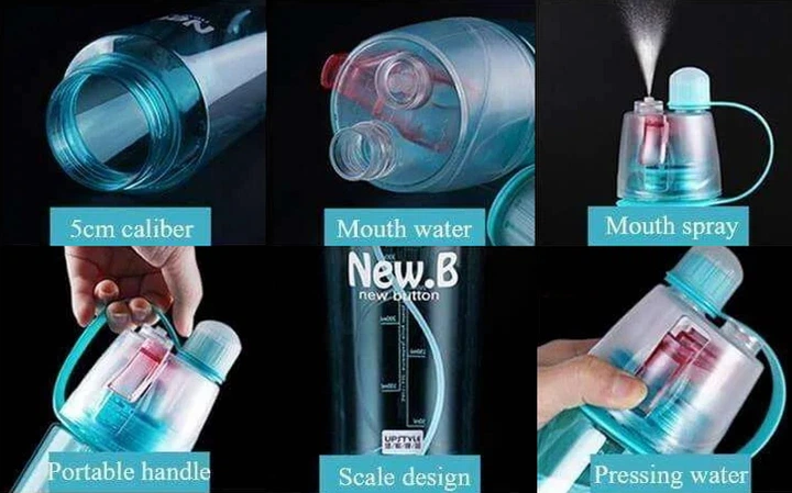 Пляшка для води з Розпилювачем Clefers New.B 600мл - клапан Спрей для Тенісу, Бігу, Групових тренувань і тд, Зелена (54020070) - зображення 5
