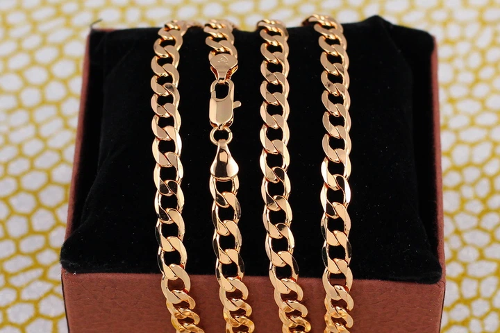 Цепь Xuping Jewelry панцирная 55 см 7 мм золотистая - Фото 1 Цепь Xuping Jewelry панцирная 55 см 7 мм золотистая - изображение 1