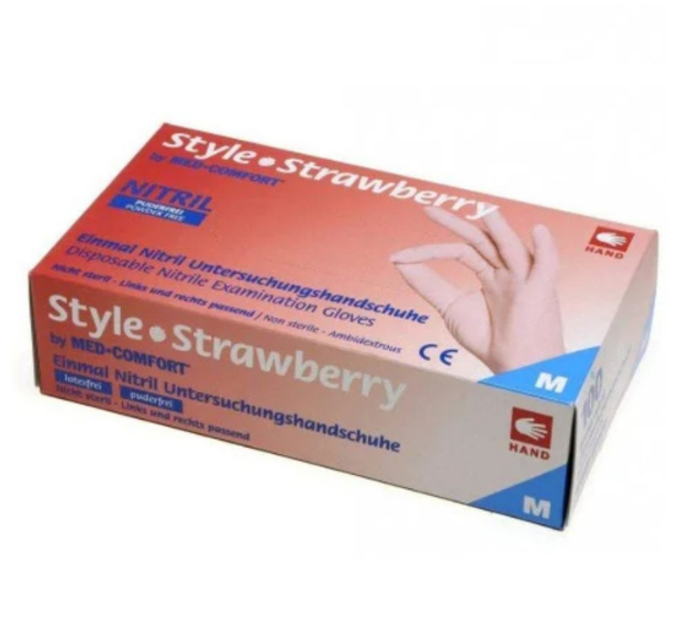 Перчатки нітрилові AMPri Style Strawberry (100 шт./50 пар), світло-рожеві, розмір XS - зображення 1