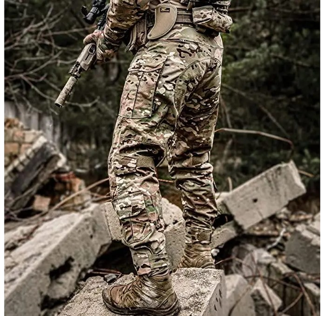 Тактические боевые военные штаны ВСУ мультикам с несколькими карманами, камуфляжные с наколенниками, Multicam р.M (9969450) - изображение 2