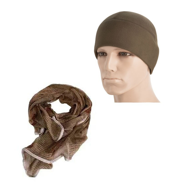 Набор M-Tac шапка флис (270г/м2) Dark Olive и Снайперский шарф Mil-Tec Desert 190х90 см XL - изображение 1