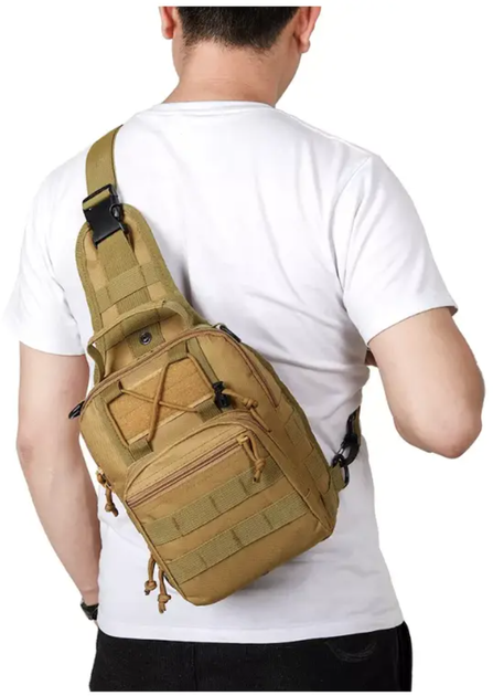 Тактична нагрудна сумка NewtactUA однолямкова через плече Койот (4825562300049) - зображення 2