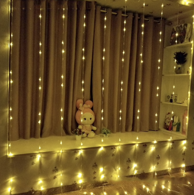 Светодиодная гирлянда-штора водопад 320 LED (3,0х3,0) цвет теплый белый - Фото 2 Светодиодная гирлянда-штора водопад 320 LED (3,0х3,0) цвет теплый белый - изображение 2