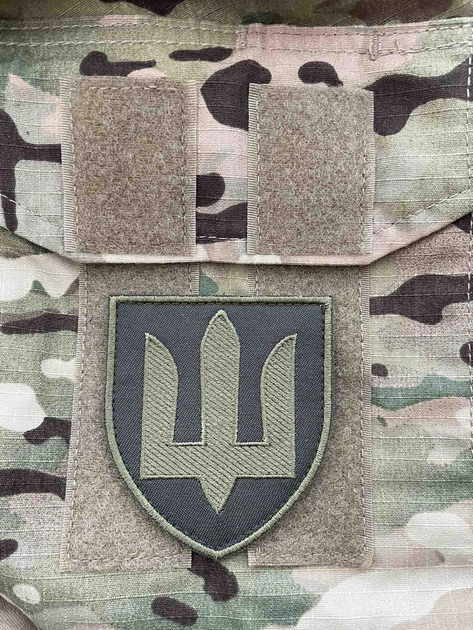 Шеврон нашивка на липучке Трезуб олива сухопутные войска - изображение 1