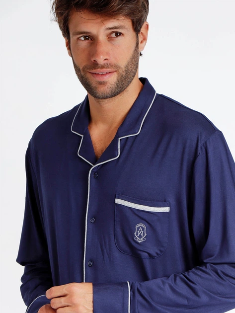 Piżama męska z długimi spodniami i długim rękawem Admas Classic 55305 M Granatowa (8433623634345) - Zdjęcie 2 Piżama męska z długimi spodniami i długim rękawem Admas Classic 55305 M Granatowa (8433623634345) - obraz 2