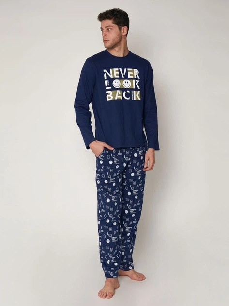 Piżama męska z długimi spodniami i długim rękawem Admas Smiley World 55673 L Granatowa (8433623526978) - Zdjęcie 1 Piżama męska z długimi spodniami i długim rękawem Admas Smiley World 55673 L Granatowa (8433623526978) - obraz 1