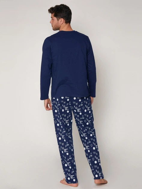 Piżama męska z długimi spodniami i długim rękawem Admas Smiley World 55673 L Granatowa (8433623526978) - Zdjęcie 3 Piżama męska z długimi spodniami i długim rękawem Admas Smiley World 55673 L Granatowa (8433623526978) - obraz 3