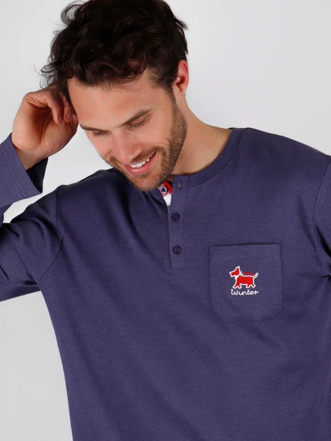 Piżama męska z długimi spodniami i długim rękawem Admas 56567 L Granatowa (8433623609770) - obraz 2