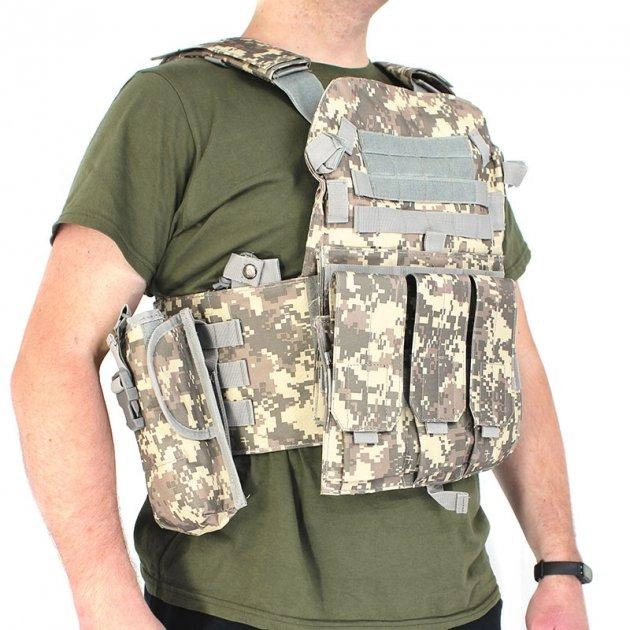 Жилет тактичний військовий плитоноска / розвантаження Tactical Vest A64 Molle піксель камуфляж - зображення 2