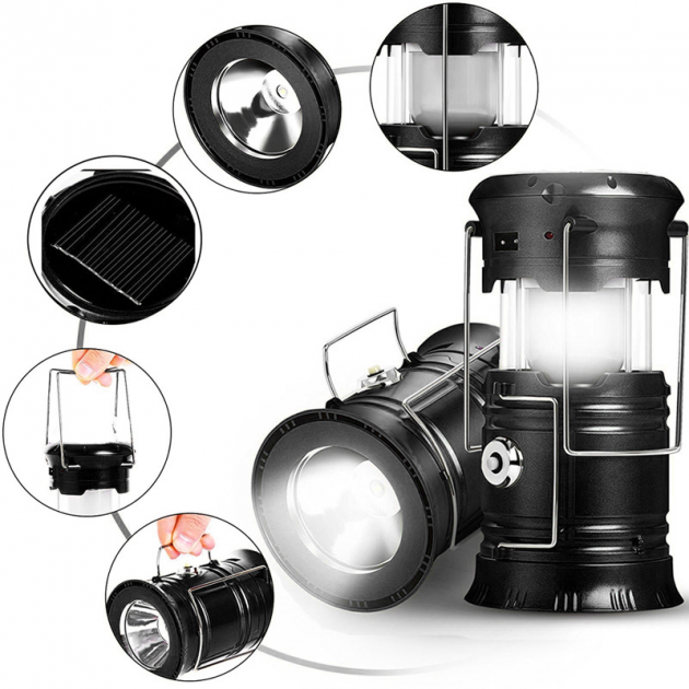 Аккумуляторный ФОНАРЬ-ЛАМПА 2в1 ORION светодиодный LED кемпинг НА СОЛНЕЧНОЙ БАТАРЕЕ OR-5800T BLACK - изображение 3