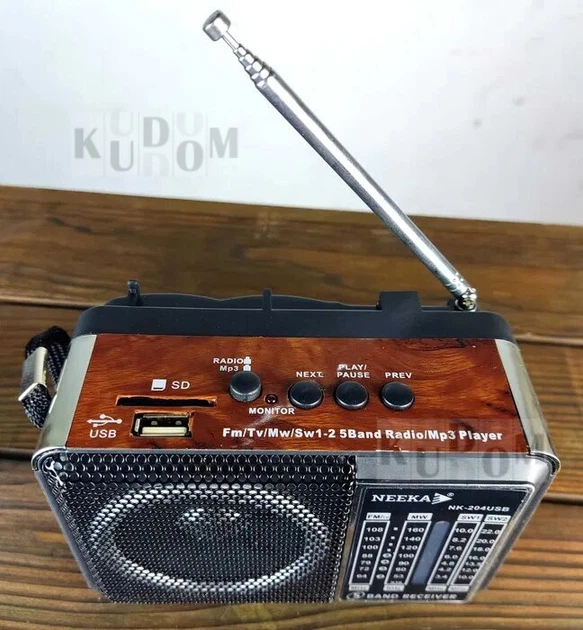 Портативный FM радиоприемник NEEKA NK 204 USB ФМ радио проигрыватель на аккумуляторе та батарейках, Коричневый - изображение 7
