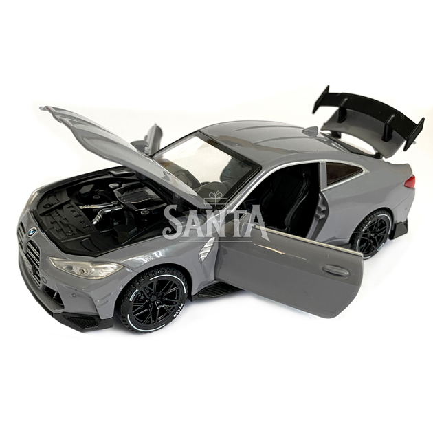 Игрушечная машинка металлическая BMW M4 Coupe АвтоЕксперт БМВ, серый, звук, свет, иннерция, откр. двери, капот, багажник, 15*7*5 см (ТК - 99885 ) - изображение 5