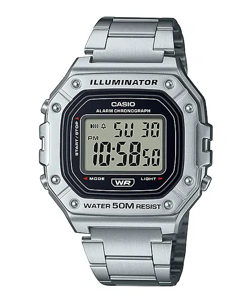 Чоловічий наручний годинник Casio W-218HD-1A Срібло з металевим ременем - зображення 2