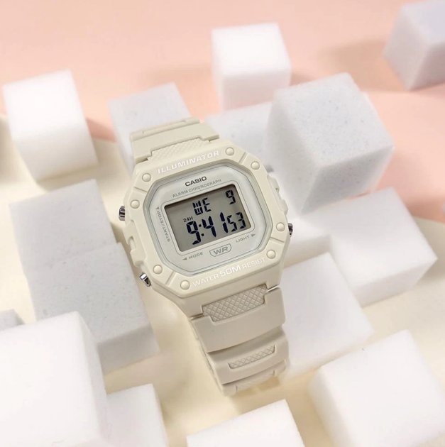 Женские практичные наручные часы Casio W-218HC-8A Белые - Фото 3 Женские практичные наручные часы Casio W-218HC-8A Белые - изображение 3