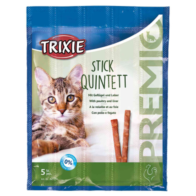 Лакомство для кошек Trixie Premio Quadro-Sticks палочки с домашней птицей и печенью 5 шт 5 г (4011905427249) - изображение 1