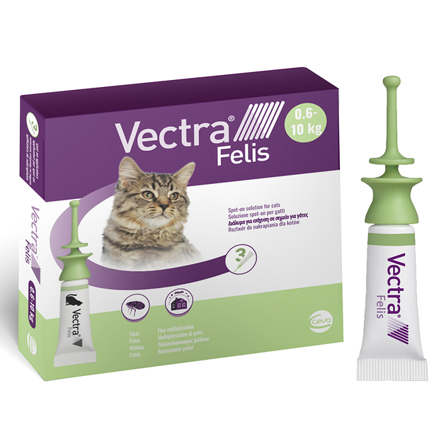 Капли на холку для кошек от блох и клещейVectra Felice 3 х 0.9 мл ...