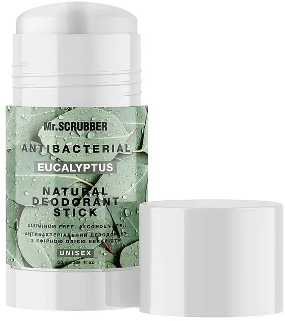 Антибактериальный дезодорант с эфирным маслом эвкалипта "Antibacterial Eucalyptus" - Mr.Scrubber Natural Deodorant Stick 50g (1096677-31022975) - Фото 1 Антибактериальный дезодорант с эфирным маслом эвкалипта "Antibacterial Eucalyptus" - Mr.Scrubber Natural Deodorant Stick 50g (1096677-31022975) - изображение 1