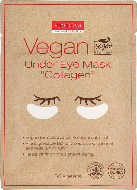 Патчи под глаза, веган с коллагеном - Purederm Vegan Under Eye Mask ...