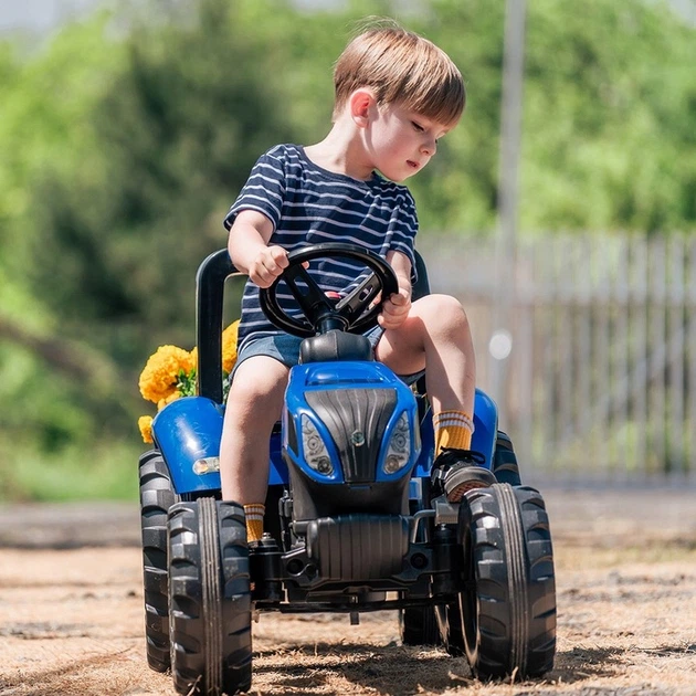 Traktor dziecięcy Falk New Holland na pedały z przyczepą Niebieski (3016200309024) - obraz 2
