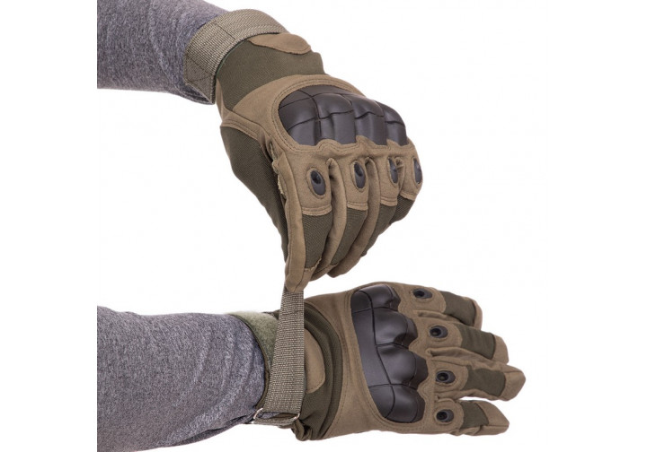 Тактические перчатки Military Gloves олива размер L (полнопалые военные с закрытыми пальцами осень-зима для военных ВСУ) US-GO47 - изображение 2