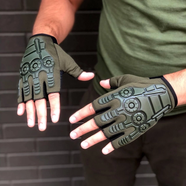 Тактические перчатки RUIN HAWK беспалые зеленые - изображение 2