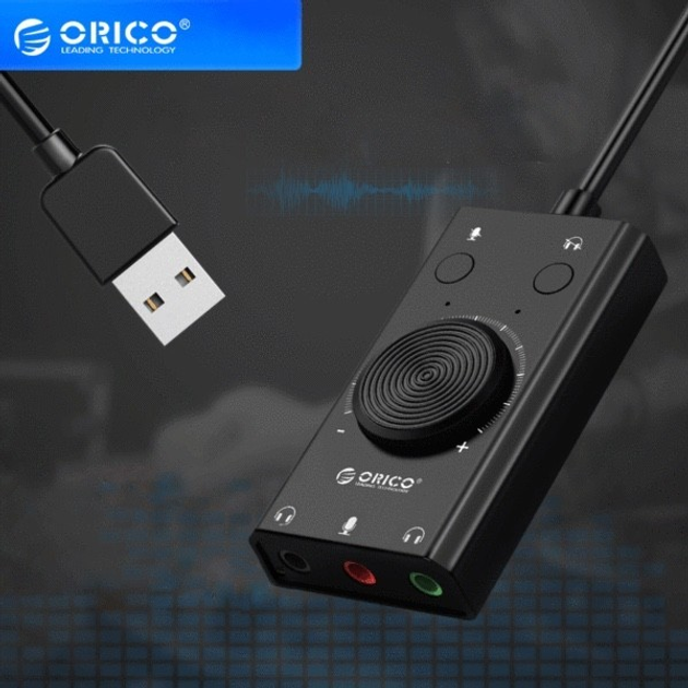 Звуковая карта Orico SC2-BK USB 2.0 внешняя стерео с регулятором громкости - изображение 4