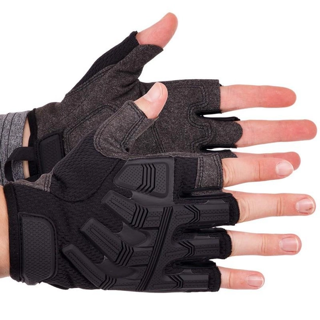 Перчатки тактические с открытыми пальцами Zelart Action 8808 размер M Black - изображение 1