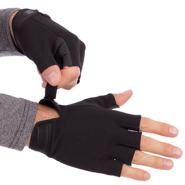 Тактичні рукавички з відкритими пальцями Zelart Action 4379 розмір M Black - зображення 1